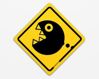 Retro Mushroom Chomp Monster Kart Sticker – Funny Vinyl Decal for Laptop, Water Bottle, Notebook, Nostalgic Gamer Decor & Gifts for Geeks