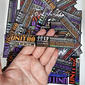Evangelion holographic alert screen stickers - eva unit 00, 01, and 02 - gifts for evangelion anime fan - neon genesis decal – waterproof image 8
