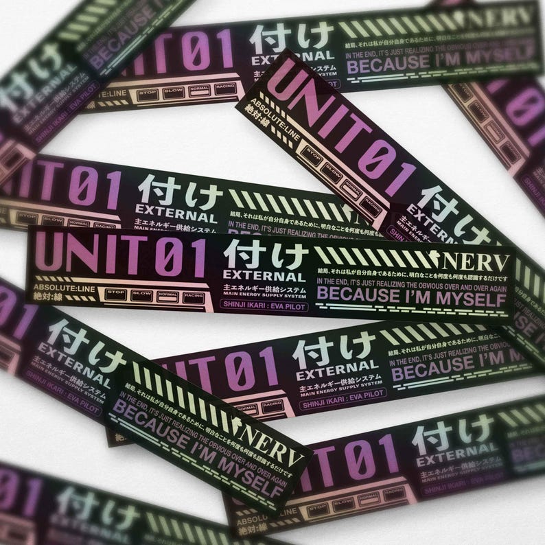 Evangelion holographic alert screen stickers - eva unit 00, 01, and 02 - gifts for evangelion anime fan - neon genesis decal – waterproof image 3