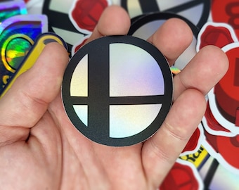 Logotipo de Super Smash Bros. / Pegatina holográfica de Nintendo / Calcomanía de ícono de juegos