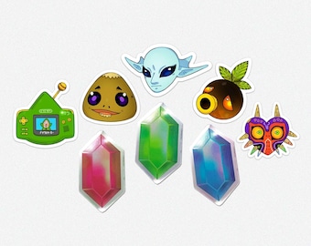 Mini paquete de pegatinas de Zelda / Rupee Tingle de Majora's Mask / 8 pegatinas de vinilo impermeables