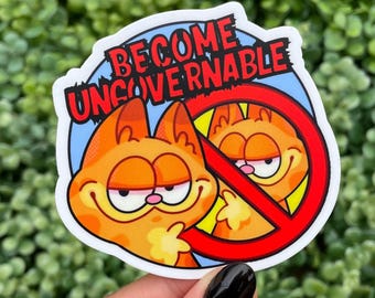 Become Ungovernable Cat | Garfield Anarchist Meme | Waterproof Vinyl Sticker