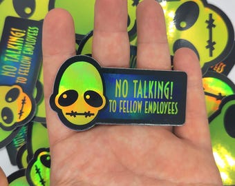Oddworld abe's no talking holographic sticker – holo waterproof vinyl alien decal – oddworld alien sticker – gifts for gamers – holo alien