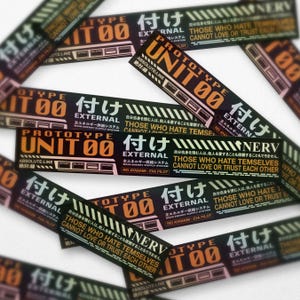 Evangelion holographic alert screen stickers - eva unit 00, 01, and 02 - gifts for evangelion anime fan - neon genesis decal – waterproof image 2