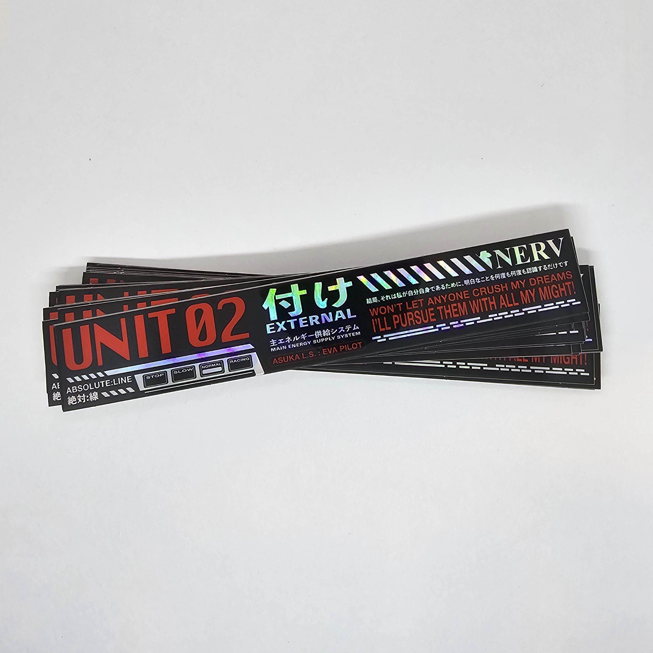 Evangelion Holographic Alert Screen Stickers - Eva Unit 00, 01, and 02 ...