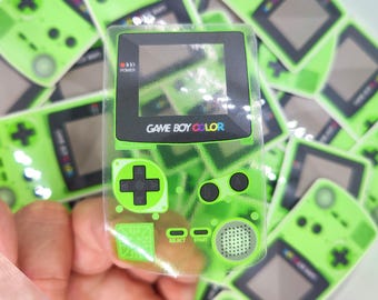 Pegatina de vinilo translúcida para Game Boy Color / Nintendo Green Retro Gaming / Impermeable