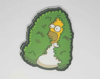 Homer Simpson escondido entre los arbustos / Meme de Los Simpson / Pegatina de vinilo impermeable