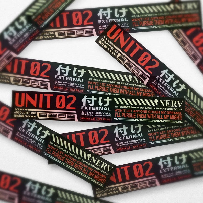 Evangelion holographic alert screen stickers - eva unit 00, 01, and 02 - gifts for evangelion anime fan - neon genesis decal – waterproof image 4
