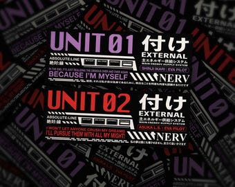 Evangelion Alert Screen | Holographic Unit 01 Unit 02 | Waterproof Vinyl Sticker