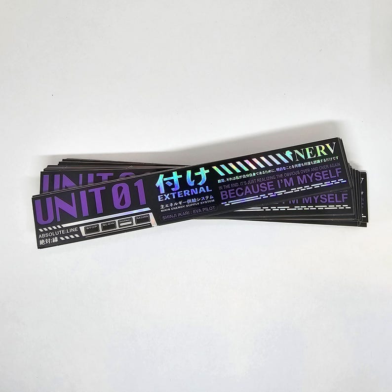 Evangelion holographic alert screen stickers - eva unit 00, 01, and 02 - gifts for evangelion anime fan - neon genesis decal – waterproof image 6