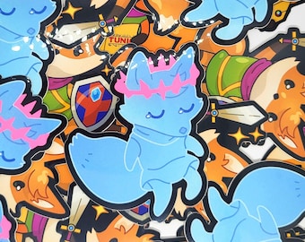 Tunic Game Fox with Crown | Indie Gaming | Waterproof Vinyl Sticker Neon Pink