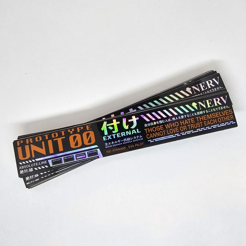 Evangelion holographic alert screen stickers - eva unit 00, 01, and 02 - gifts for evangelion anime fan - neon genesis decal – waterproof image 5
