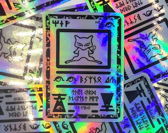 Mew Pokemon Card Holographic | Retro Gaming Anime | Waterproof Vinyl Sticker