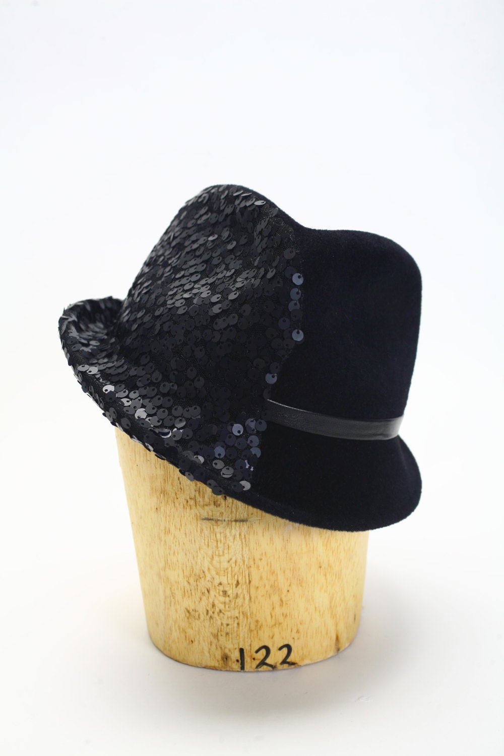 Black Sequin Fedora - Etsy