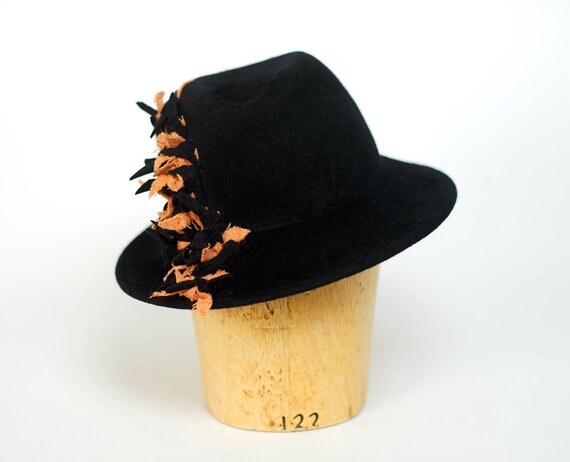 Black Velour Fur Felt Winter Fedora Hat/hats for Women/wide 