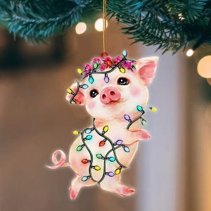 Niedliche Schwein Weihnachten Ornament, lustige Bauernhof Tier Urlaub Dekor, entzückende Schwein Liebhaber Geschenk, Weihnachtsbaum Ornament