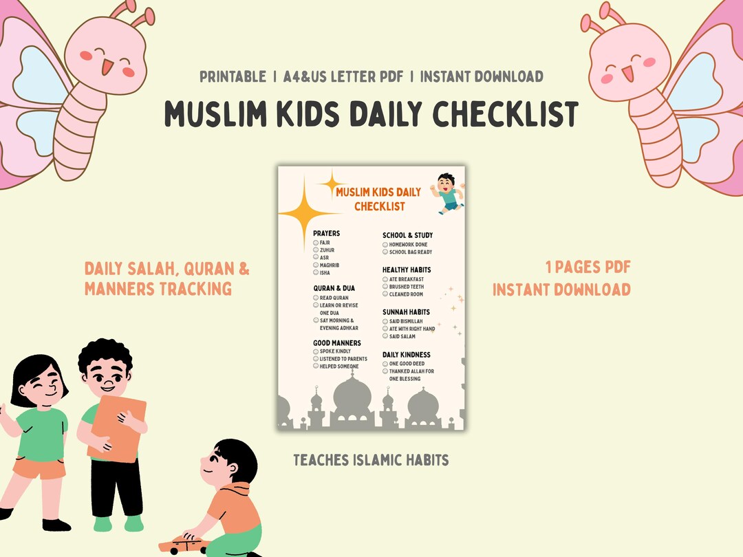 Islamic Kids Daily Checklist - Etsy UK