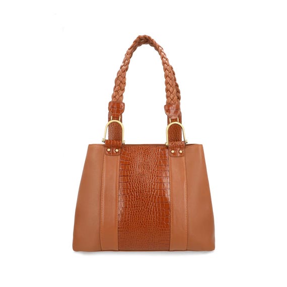 Elegant Tan Embossed Leather Bag Tan Embossed Leather Crossbody Purses Retro Handbags | Baginning main image 2