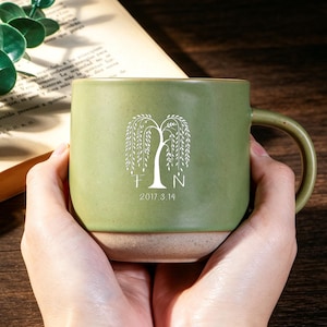 Gegraveerde Willow jubileummok voor een echtpaar, gepersonaliseerde keramische huwelijksmok als cadeau voor hem, cadeau-idee voor het 9-jarig jubileum voor je man