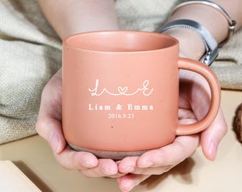 Personalized 9th Anniversary Mug: Engraved Pottery Gift for Couples