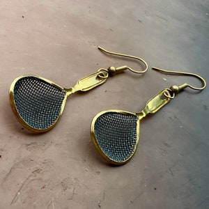Vintage Sport Fishing Net Earrings, Fly Trout Net Earrings, Fishing Jewelry, Nickel Free Ear Wires, Light-weight - REF 3246
