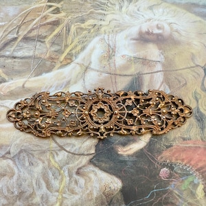 Vintage Superb RARE Art Deco Ornate Detailed Old Brass Filigree Pendant Piece Findings Stampings 2 3/4" - REF 4139