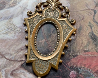 Vintage RARE Old Brass Openwork Pendant Findings Stamping Ornate Repousse  2 1/4” - REF 4095