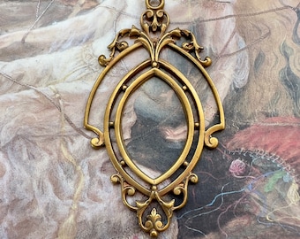 Vintage RARE Old Brass Openwork Filigree Pendant Findings Stampings Ornate Repousse - REF 3971
