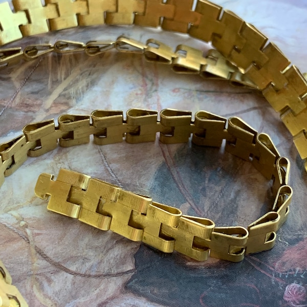 2 Feet Vintage BOOK CHAIN Solid Brass Old Jewelers Stock Watch Chain Link Awesome - REF 784