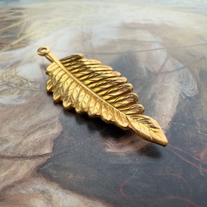 Vintage Gold Gilt Miriam Haskell Solid Brass Ornate Leaf 1 1/2” Pendant Charm Findings Stampings - REF 4338