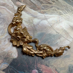 Vintage Rare Art NOUVEAU Floral Spray Sprig Old Solid Brass Pieces Finding Stamping - REF 4074