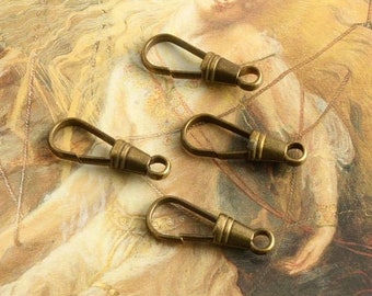 4 Beautiful OLD Vintage Brass Watch Fob Clasps - REF  135