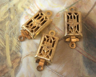 3 Vintage RARE Old Art Deco Filigree Clasps - REF 132