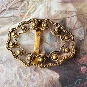 Vintage Art Deco Original Brass Cold Enamel Ornate OPENWORK Buckle Blacher Bros 2” - REF 5072
