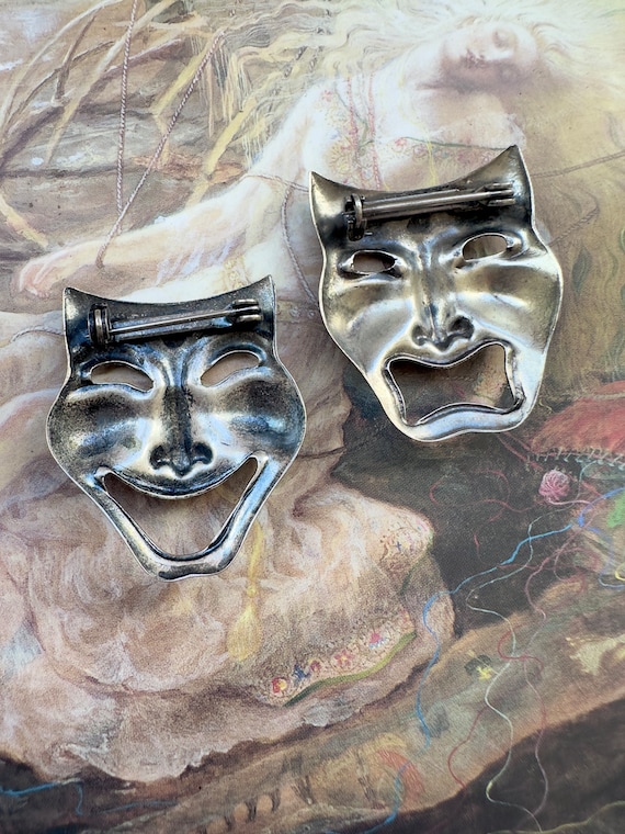 2 Vintage Old Solid Brass Melpomene Tragedy Mask … - image 6