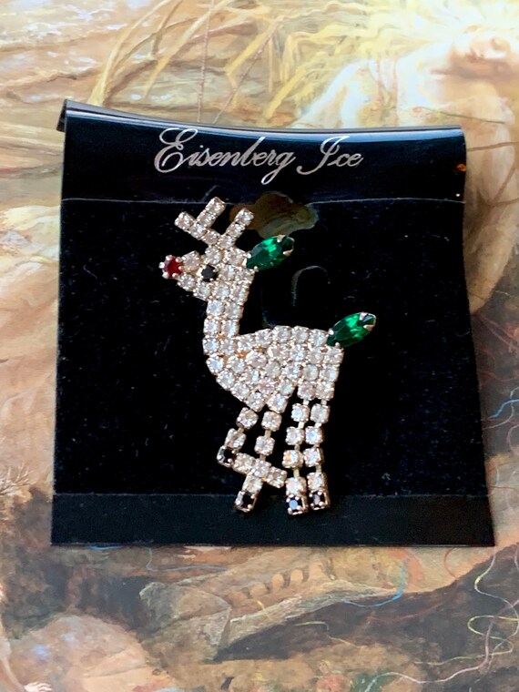 Santa REINDEER Rhinestone Jewel Retro Vintage Christmas NATURE Deer GIFT Brooch Santa REINDEER Rhinestone Jewel Retro Vintage Christmas NATURE Deer GIFT Brooch