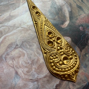 Vintage RARE Old Brass Openwork Art Deco Pave Pendant Findings Stampings 3&quot; - REF 4262