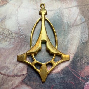 Vintage Gold Gilt Miriam Haskell Solid Brass Art Deco Filigree Drop Openwork 1 1/2” Pendant Charm Findings Stampings - REF 5036