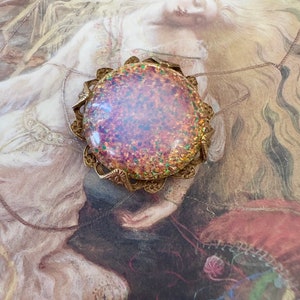Vintage Rare Art Glass DECO Aurora Opal Pendant Piece UPCYCLED for Necklaces Jewelry Charm - REF 532