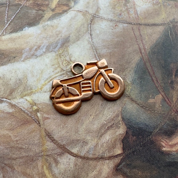 Vintage Old Brass Motorcycle Harley Indian Cafe Racer Charm - REF 2543