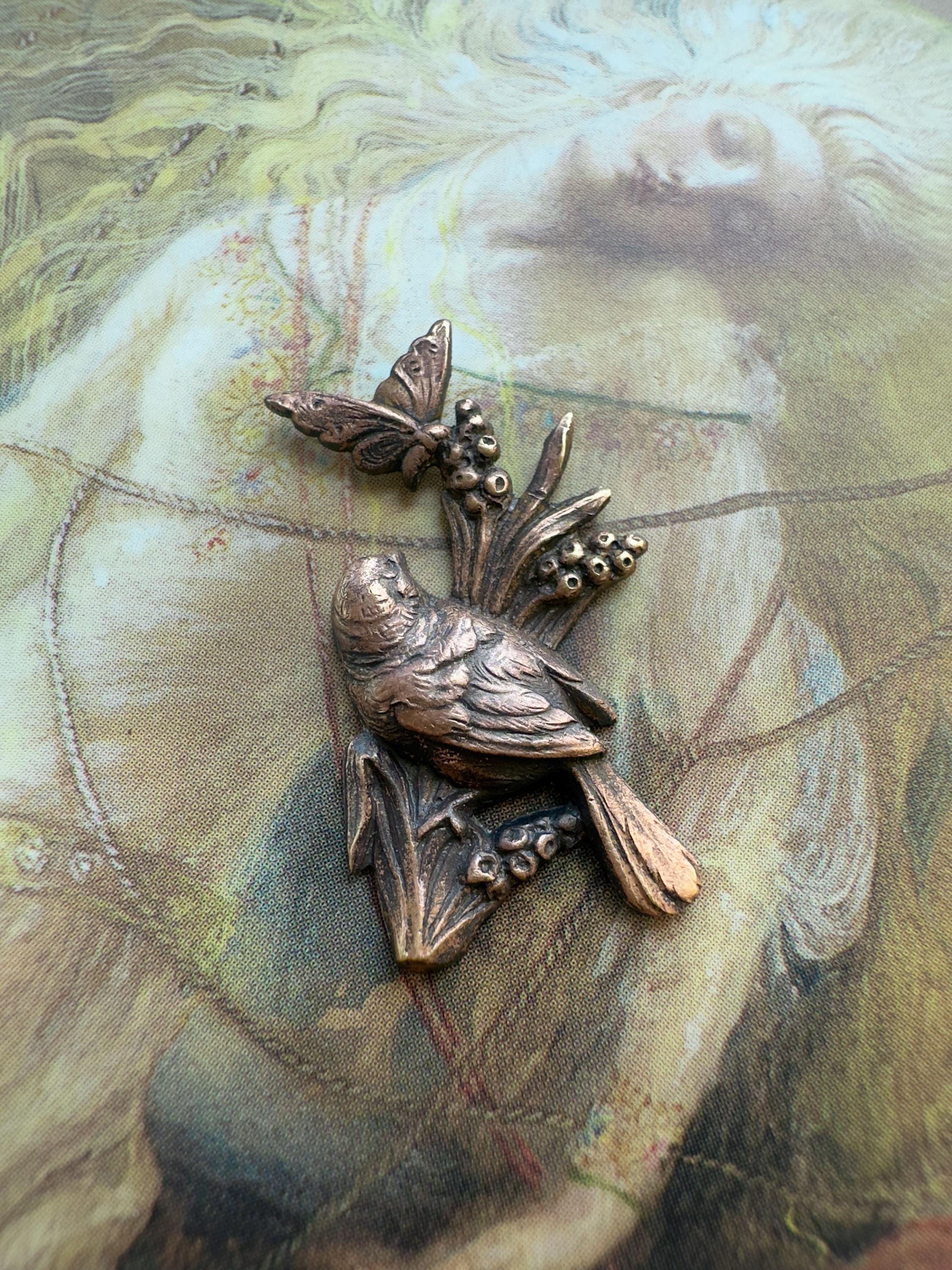 Vintage Abbé Créations Golden Nature Statement Belt - Birds & Butterflies Butterfly Belt - Etsy main image 3