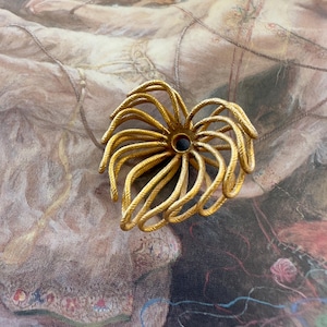 Vintage Gold Gilt Miriam Haskell Solid Brass Ornate Connector Bead Layering 1” Pendants Findings Stampings Decor - REF 4525