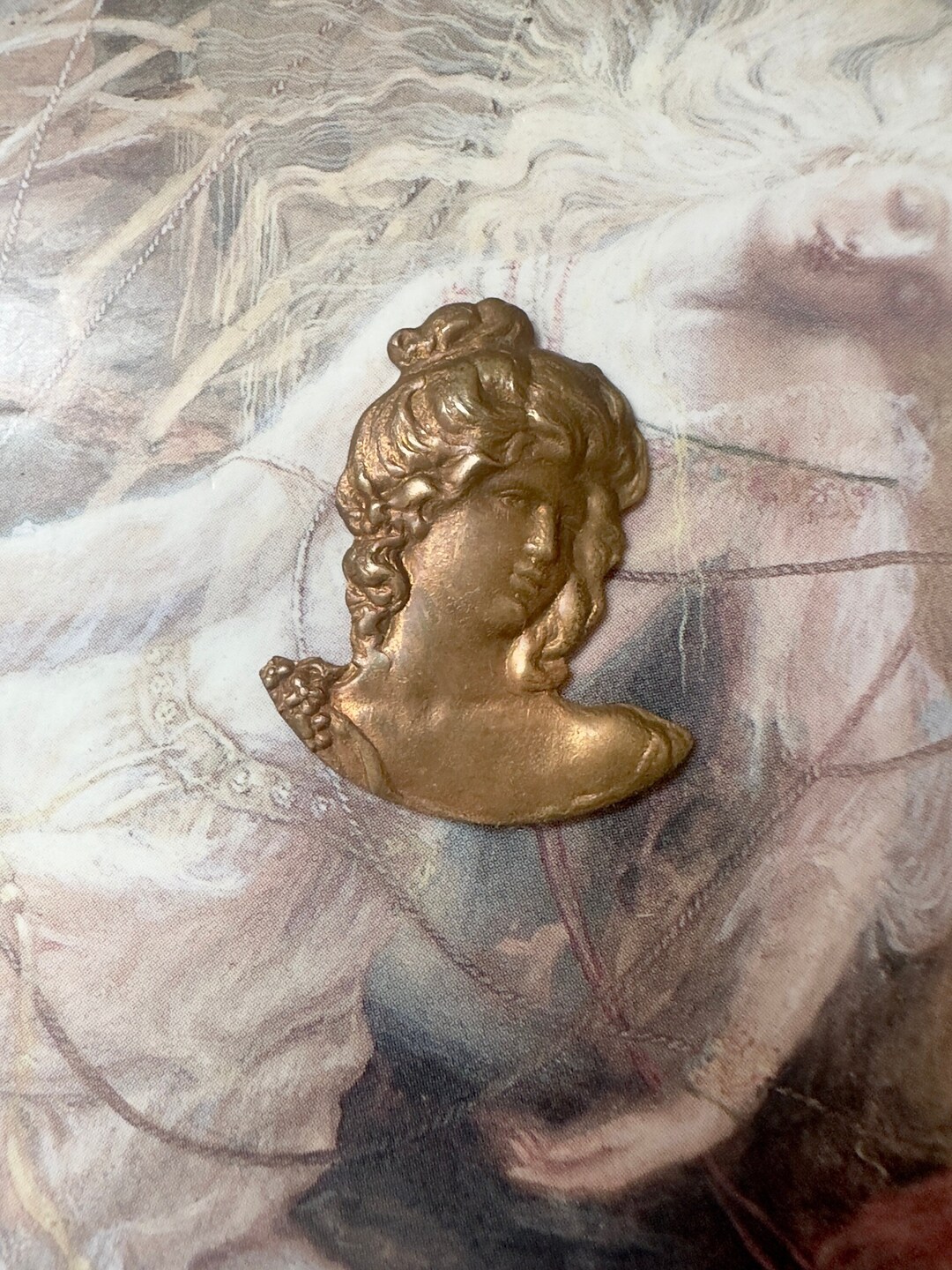 Vintage Stunning Solid Brass Repousse Woman Nouveau Pendant Piece ...