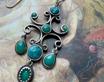 Bracelet Vintage En Argent 925 Avec Pierres - Amazonite, Jaspe, œil-de-tigre... Longueur 20 Cm