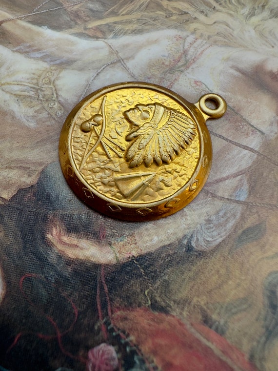 Vintage Awesome Old Solid Brass Primitive Native American  display picture 1