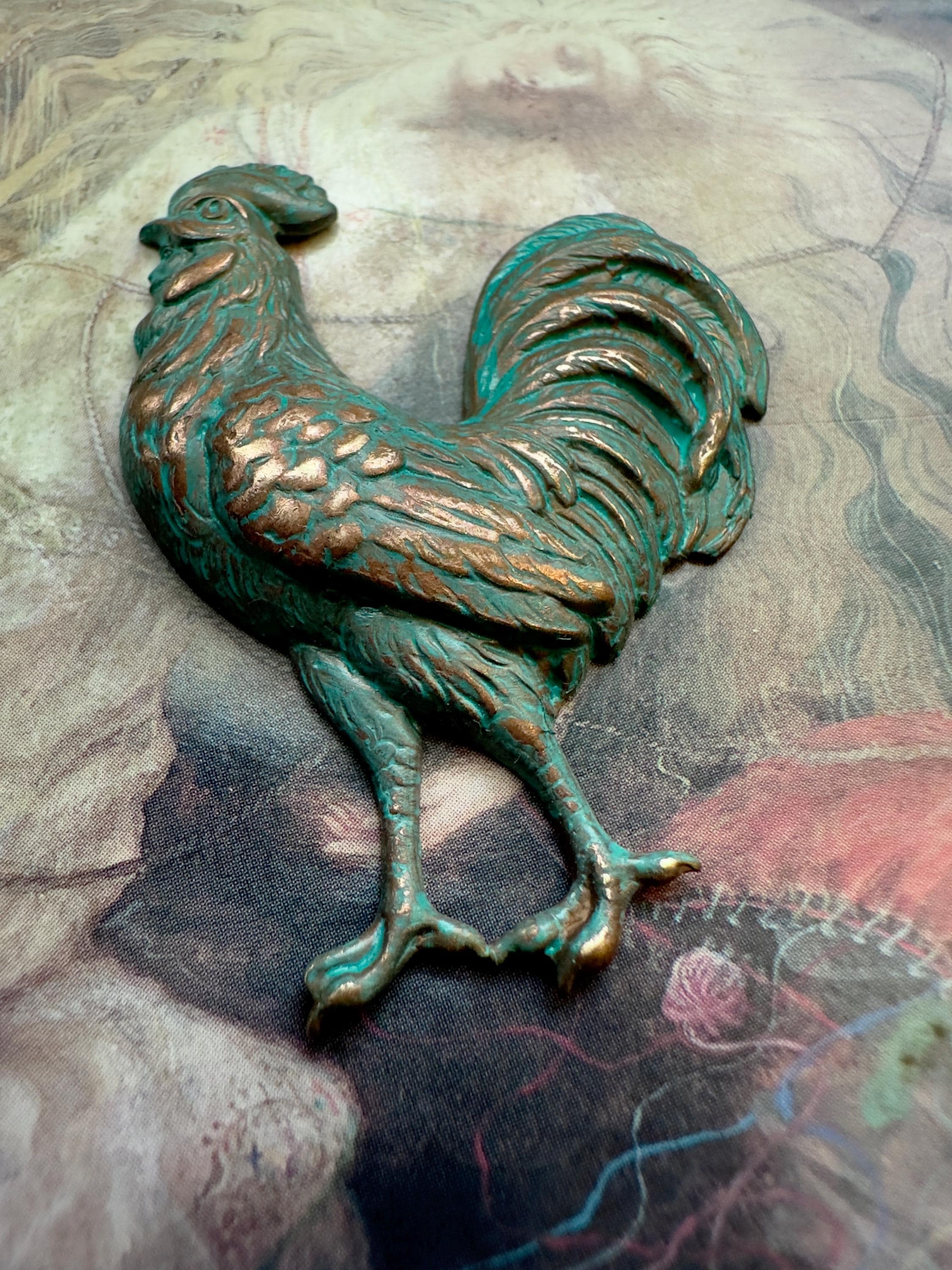 Broche Ancienne Dorée En Forme De Coq De Montre - Bijou Vintage, Occasion