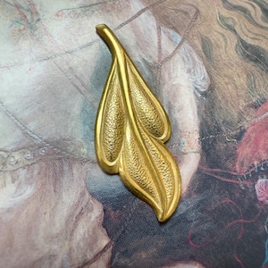 Vintage Gold Gilt Miriam Haskell Solid Brass Ornate Leaf 1 1/2” Pendant Charm Findings Stampings - REF 5040