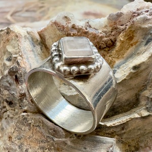 Vintage Vintage Carol Felley Ring Quartz STERLING Silver Sz 8, 7.5g - REF 3590
