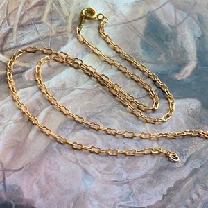 1 Vintage Ornate Solid BRASS Chain With Clasp 15" Peanut Open Ends For Pendants Charms Focals - REF 050B
