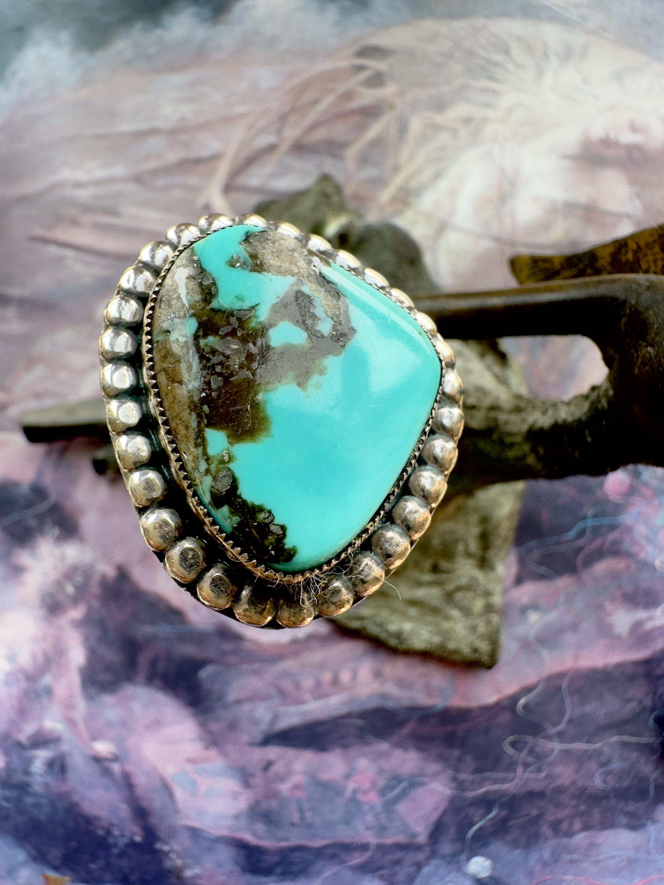 Vintage Navajo Ring STERLING Silver Native American West Turquoise